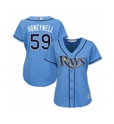 Women's Tampa Bay Rays #59 Brent Honeywell Authentic Light Blue Alternate 2 Cool Base Baseball Player Jersey