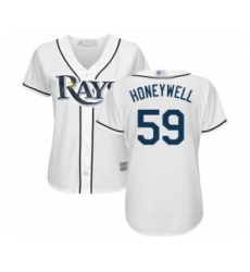 Women's Tampa Bay Rays #59 Brent Honeywell Authentic White Home Cool Base Baseball Player Jersey