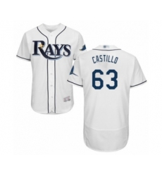Men's Tampa Bay Rays #63 Diego Castillo Home White Home Flex Base Authentic Collection Baseball Player Jersey