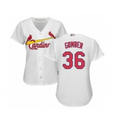 Women's St. Louis Cardinals #36 Austin Gomber Authentic White Home Cool Base Baseball Player Jersey