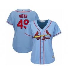 Women's St. Louis Cardinals #49 Jordan Hicks Authentic Light Blue Alternate Cool Base Baseball Player Jersey