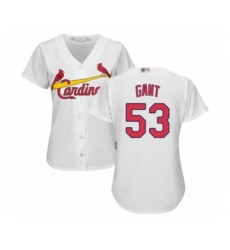 Women's St. Louis Cardinals #53 John Gant Authentic White Home Cool Base Baseball Player Jersey