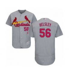 Men's St. Louis Cardinals #56 Ryan Helsley Grey Road Flex Base Authentic Collection Baseball Player Jersey