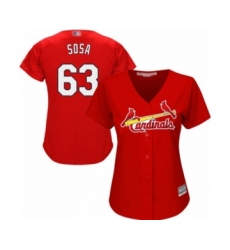 Women's St. Louis Cardinals #63 Edmundo Sosa Authentic Red Alternate Cool Base Baseball Player Jersey