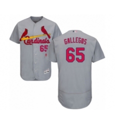 Men's St. Louis Cardinals #65 Giovanny Gallegos Grey Road Flex Base Authentic Collection Baseball Player Jersey