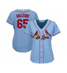 Women's St. Louis Cardinals #65 Giovanny Gallegos Authentic Light Blue Alternate Cool Base Baseball Player Jersey