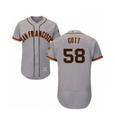 Men's San Francisco Giants #58 Trevor Gott Grey Road Flex Base Authentic Collection Baseball Player Jersey
