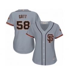 Women's San Francisco Giants #58 Trevor Gott Authentic Grey Road 2 Cool Base Baseball Player Jersey