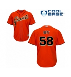 Youth San Francisco Giants #58 Trevor Gott Authentic Orange Alternate Cool Base Baseball Player Jersey