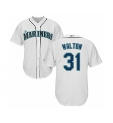 Youth Seattle Mariners #31 Donnie Walton Authentic White Home Cool Base Baseball Player Jersey