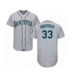 Men's Seattle Mariners #33 Justus Sheffield Grey Road Flex Base Authentic Collection Baseball Player Jersey