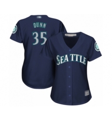 Women's Seattle Mariners #35 Justin Dunn Authentic Navy Blue Alternate 2 Cool Base Baseball Player Jersey