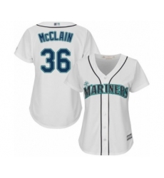 Women's Seattle Mariners #36 Reggie McClain Authentic White Home Cool Base Baseball Player Jersey