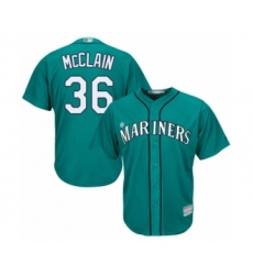 Youth Seattle Mariners #36 Reggie McClain Authentic Teal Green Alternate Cool Base Baseball Player Jersey