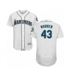 Men's Seattle Mariners #43 Art Warren White Home Flex Base Authentic Collection Baseball Player Jersey