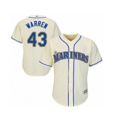 Youth Seattle Mariners #43 Art Warren Authentic Cream Alternate Cool Base Baseball Player Jersey