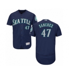 Men's Seattle Mariners #47 Ricardo Sanchez Navy Blue Alternate Flex Base Authentic Collection Baseball Player Jersey