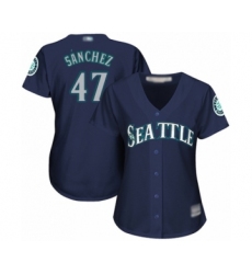 Women's Seattle Mariners #47 Ricardo Sanchez Authentic Navy Blue Alternate 2 Cool Base Baseball Player Jersey