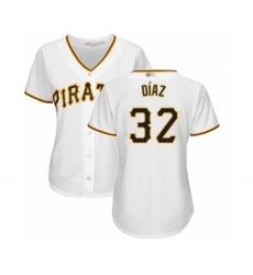 Women's Pittsburgh Pirates #32 Elias Diaz Authentic White Home Cool Base Baseball Player Jersey