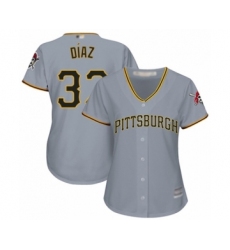 Women's Pittsburgh Pirates #32 Elias Diaz Replica Grey Road Cool Base Baseball Player Jersey