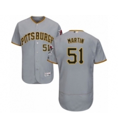 Men's Pittsburgh Pirates #51 Jason Martin Grey Road Flex Base Authentic Collection Baseball Player Jersey