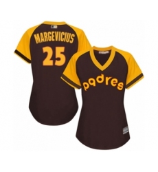 Women's San Diego Padres #25 Nick Margevicius Authentic Brown Alternate Cooperstown Cool Base Baseball Player Jersey