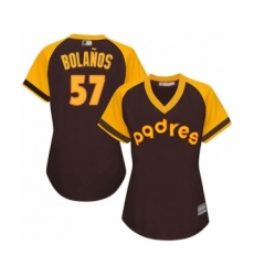 Women's San Diego Padres #57 Ronald Bolanos Authentic Brown Alternate Cooperstown Cool Base Baseball Player Jersey