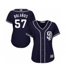 Women's San Diego Padres #57 Ronald Bolanos Authentic Navy Blue Alternate 1 Cool Base Baseball Player Jersey