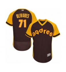 Men's San Diego Padres #71 Edward Olivares Brown Alternate Cooperstown Authentic Collection Flex Base Baseball Player Jersey