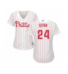Women's Philadelphia Phillies #24 Roman Quinn Authentic White Red Strip Home Cool Base Baseball Player Jersey