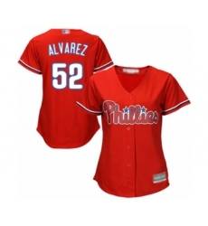 Women's Philadelphia Phillies #52 Jose Alvarez Authentic Red Alternate Cool Base Baseball Player Jersey