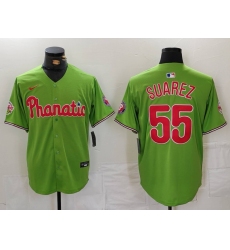 Men's Philadelphia Phillies #55 Ranger Suarez Green With Stitched Cool Base Nike Jersey