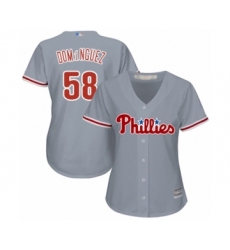 Women's Philadelphia Phillies #58 Seranthony Dominguez Authentic Grey Road Cool Base Baseball Player Jersey
