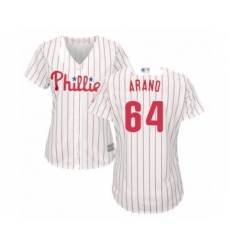 Women's Philadelphia Phillies #64 Victor Arano Authentic White Red Strip Home Cool Base Baseball Player Jersey