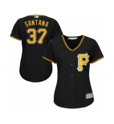 Women's Pittsburgh Pirates #37 Edgar Santana Authentic Black Alternate Cool Base Baseball Player Jersey