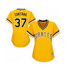 Women's Pittsburgh Pirates #37 Edgar Santana Authentic Gold Alternate Cool Base Baseball Player Jersey