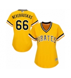 Women's Pittsburgh Pirates #66 Dovydas Neverauskas Authentic Gold Alternate Cool Base Baseball Player Jersey