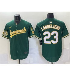 Men's Oakland Athletics #23 Shea Langeliers 2026 Green Alternate Sacramento Celebrating 125 Years Vapor Limited Stitched Baseball Jersey