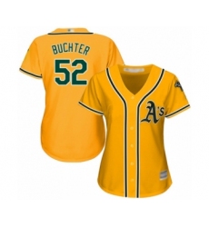 Women's Oakland Athletics #52 Ryan Buchter Authentic Gold Alternate 2 Cool Base Baseball Player Jersey