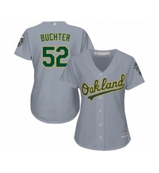Women's Oakland Athletics #52 Ryan Buchter Authentic Grey Road Cool Base Baseball Player Jersey