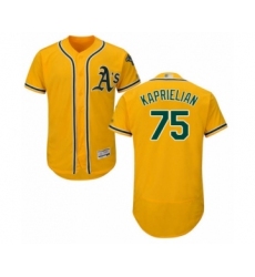 Men's Oakland Athletics #75 James Kaprielian Gold Alternate Flex Base Authentic Collection Baseball Player Jersey