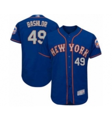 Men's New York Mets #49 Tyler Bashlor Royal Gray Alternate Flex Base Authentic Collection Baseball Player Jersey