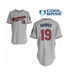 Women's Minnesota Twins #19 Ryne Harper Authentic Grey Road Cool Base Baseball Player Jersey