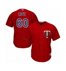 Youth Minnesota Twins #60 Jake Cave Authentic Scarlet Alternate Cool Base Baseball Player Jersey