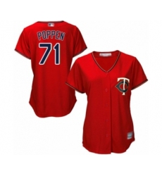 Women's Minnesota Twins #71 Sean Poppen Authentic Scarlet Alternate Cool Base Baseball Player Jersey