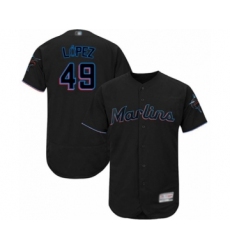 Men's Miami Marlins #49 Pablo Lopez Black Alternate Flex Base Authentic Collection Baseball Player Jersey