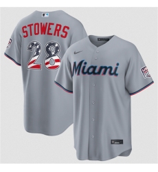 Men's Miami Marlins #28 Kyle Stowers Gray USA 250 Fourth of July Home Stitched Baseball Jersey