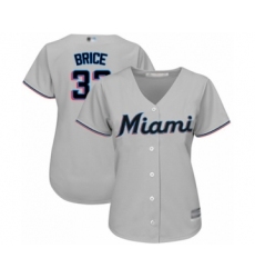 Women's Miami Marlins #37 Austin Brice Authentic Grey Road Cool Base Baseball Player Jersey