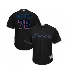 Youth Miami Marlins #78 Jordan Holloway Authentic Black Alternate 2 Cool Base Baseball Player Jersey