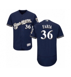 Men's Milwaukee Brewers #36 Jake Faria Navy Blue Alternate Flex Base Authentic Collection Baseball Player Jersey